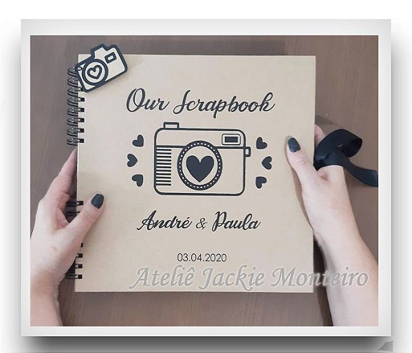 Álbum de Fotos e Scrapbook Kraft Personalize sua Capa -M