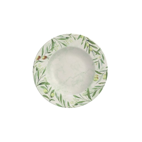 Prato Fundo Oliva em Porcelana Decorada 28 cm