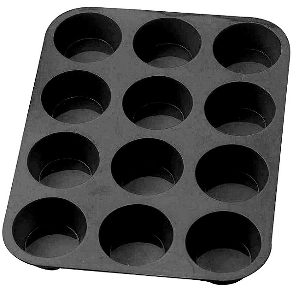 Forma de Silicone para Cupcakes 12 cavidades preta
