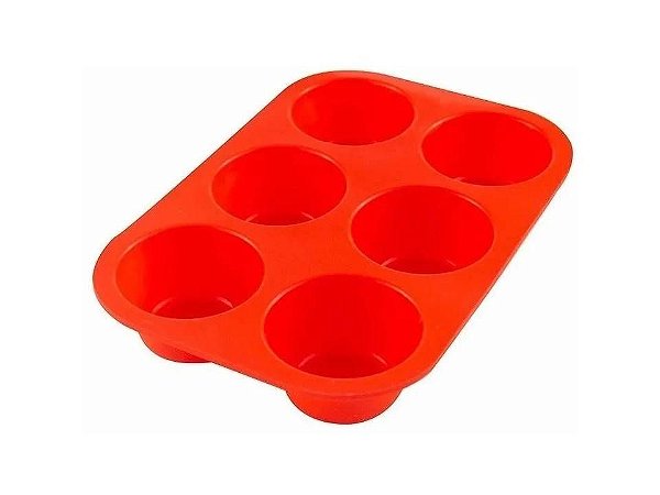 Forma de Silicone para Cupcakes vermelha com 6 cavidade