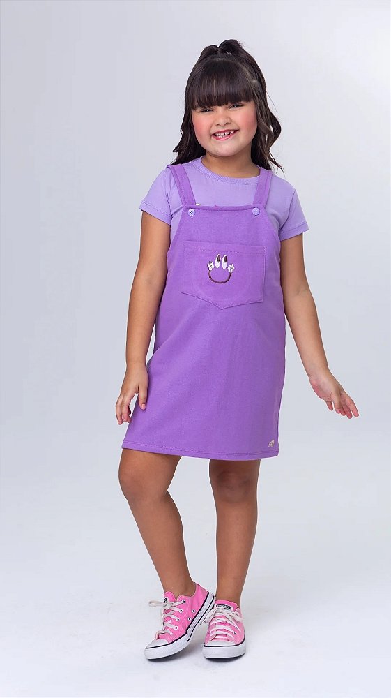 Salopete Infantil Lilás Menina