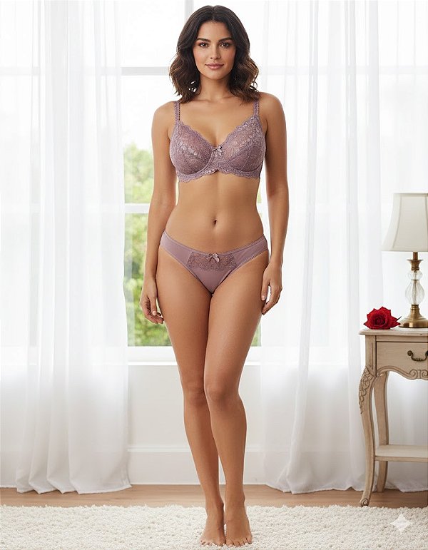 Conjunto Livia Microfibra e Renda sem Bojo