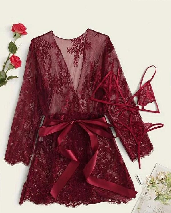 Conjunto Floral Renda c/ Robie