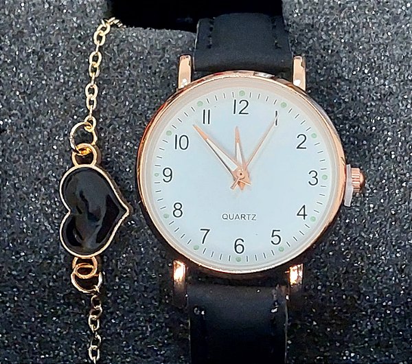 Conjunto de Relógio e Pulseira de Coração