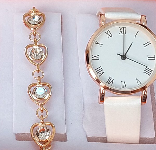 Conjunto de Relógio e Pulseira Romântico