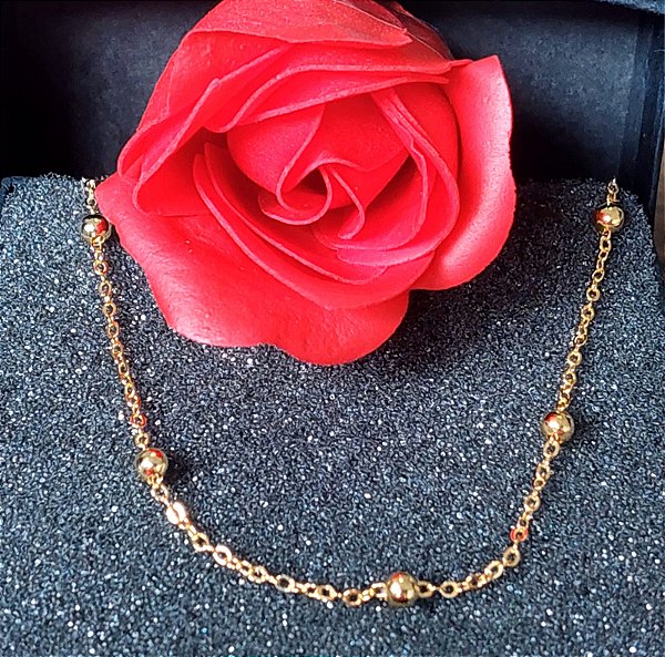 Colar Choker Esféra Dourado