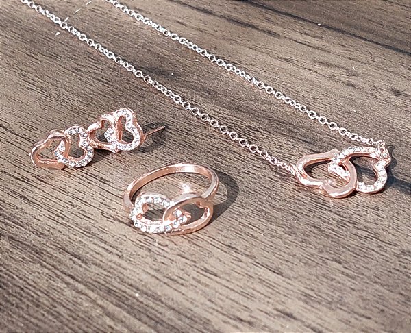 Conjunto Coração Strass