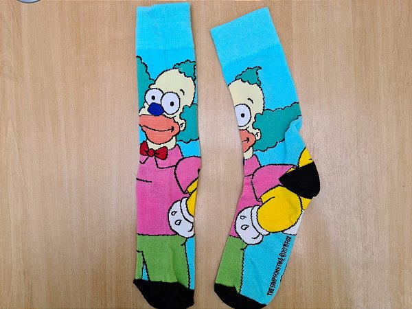 Meia cano longo Krusty o Palhaço