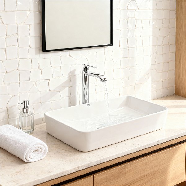 Kit Cuba Pia Louça Cerâmica Banheiro C/ Torneira e Válv S19