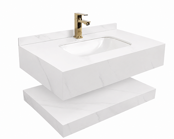 Bancada de Porcelanato para Banheiro com Cuba de Cerâmica