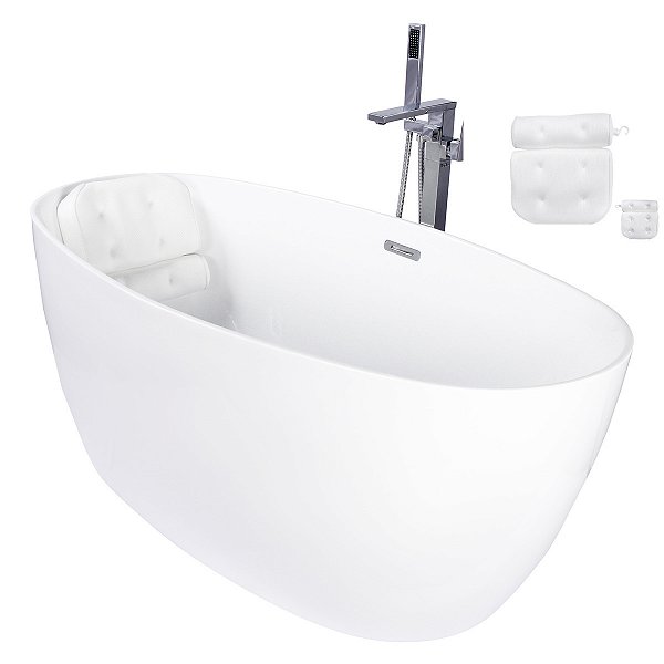 Kit Banheira Imersao Freestanding Luxo 1.50m c/ Mist Cromado