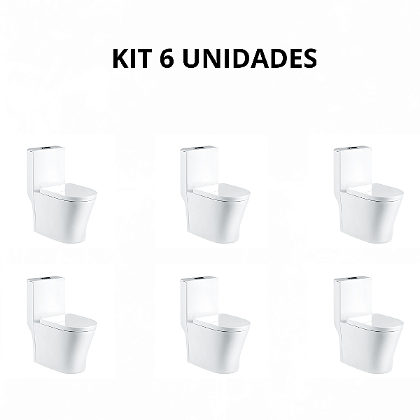 Kit 6 Unidades Vaso Sanitário Acoplado Monobloco Smart 275