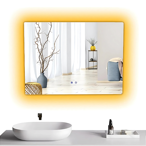 Espelho LED Banheiro Dual Touch c/ Desembaçador 80x60 cm
