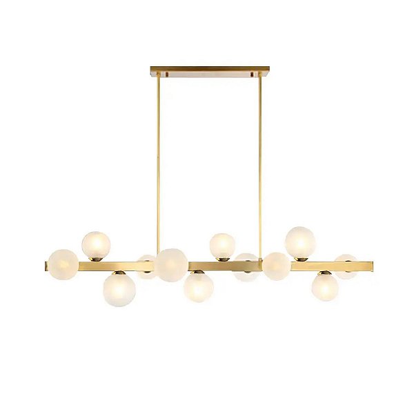 Lustre Esfera Barra Dourada 113CM - Smart Norte