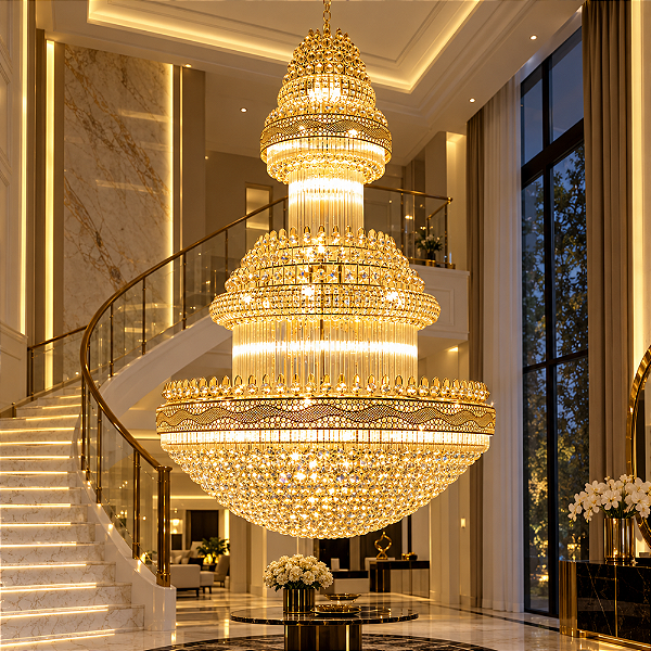 Lustre Cristal Imperial Gold 120CM - Smart Norte