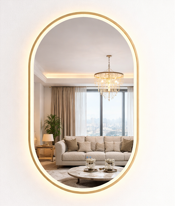 Espelho LED Banheiro de Parede Touch 3 Cores de Luz Com Desembaçador e Display Digital 80x50 cm Bivolt