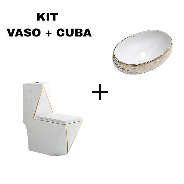 Kit Vaso Imperial Diamond Gold + Cuba Dourada 62x42