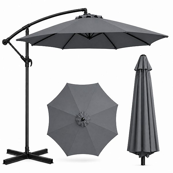 Ombrelone Guarda Sol de Luxo Cinza Haste Lateral 3m