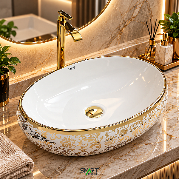 Cuba cerâmica de sobrepor banheiro/lavabo 62x42 cm