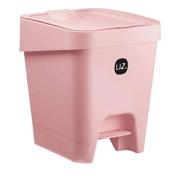 Lixeira Slim com Pedal 8L Rosa Solido de Plastico UZ