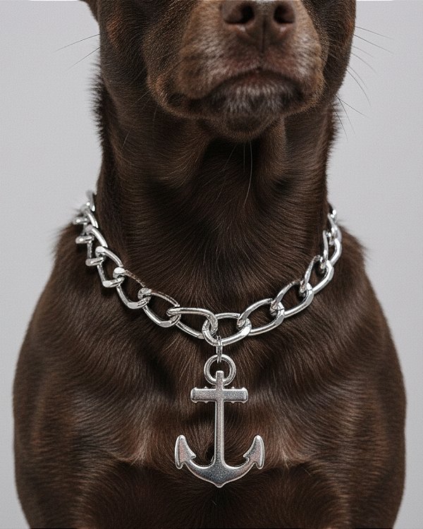 Colar para Cachorro com Pingente - NÁUTICO PRATA