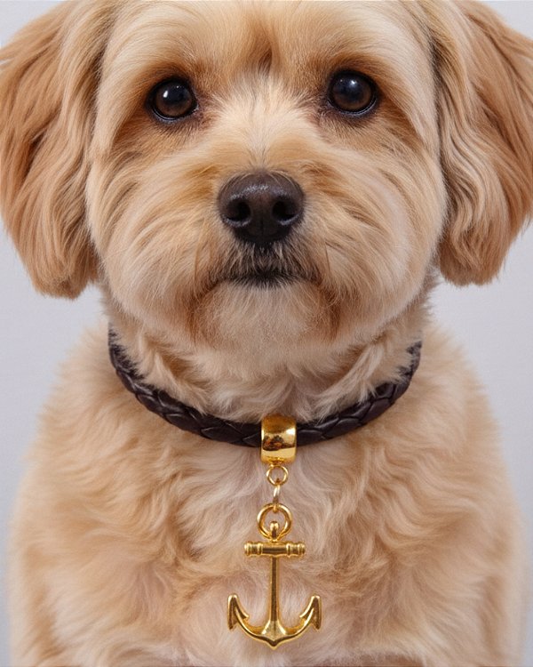 Colar para Cachorro com Pingente - NÁUTICO MARROM