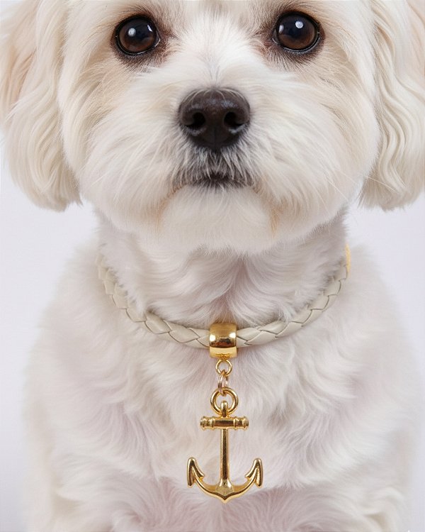 Colar para Cachorro com Pingente - NÁUTICO BRANCO