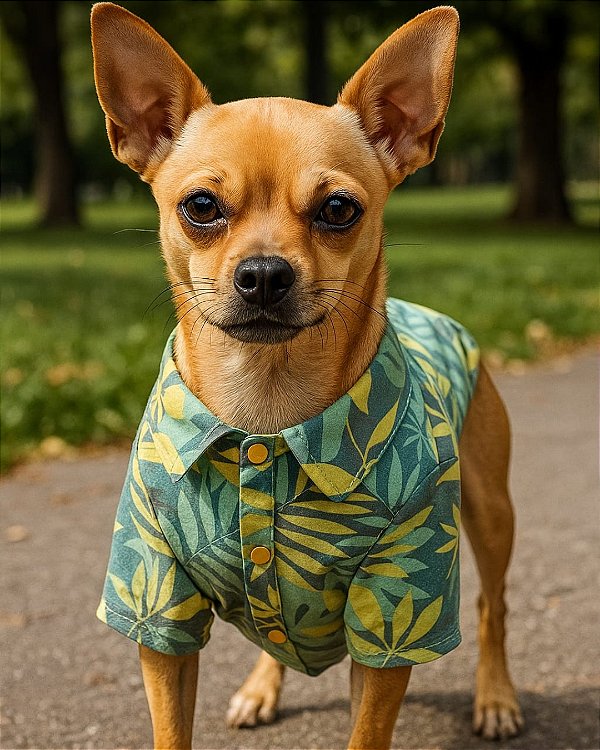 FOLHAGENS VERDE - Camisa de Cachorro
