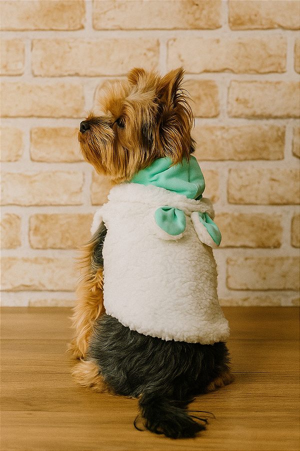 COLETE CARNEIRINHO OFF WHITE - Roupa de Frio para Cachorro