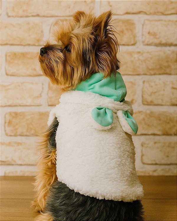 COLETE CARNEIRINHO OFF WHITE - Roupa de Frio para Cachorro