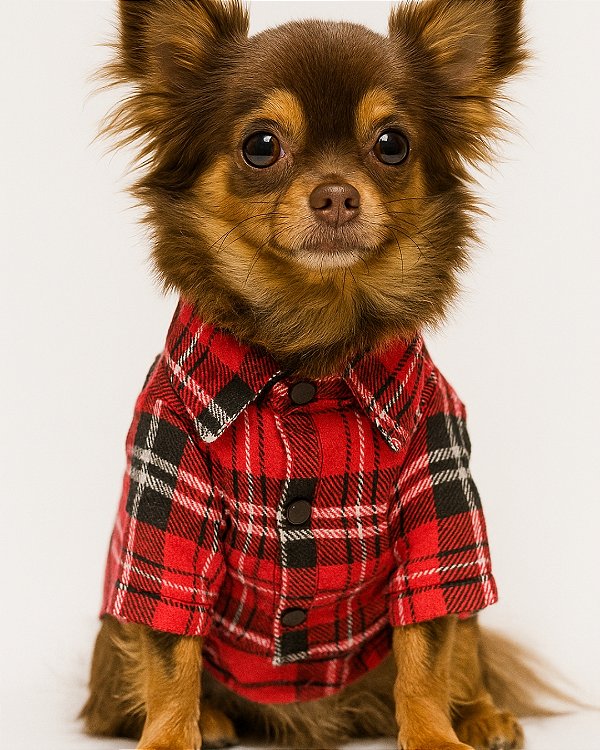 XADREZ VERMELHA 01 - Camisa de Cachorro