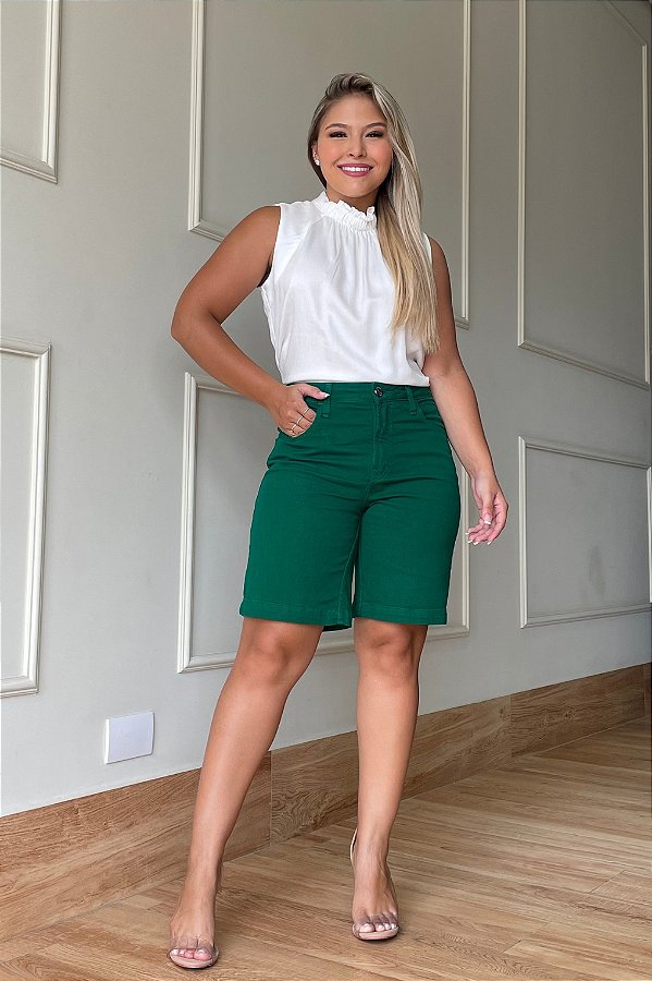 Bermuda Flávia - Sarja Verde