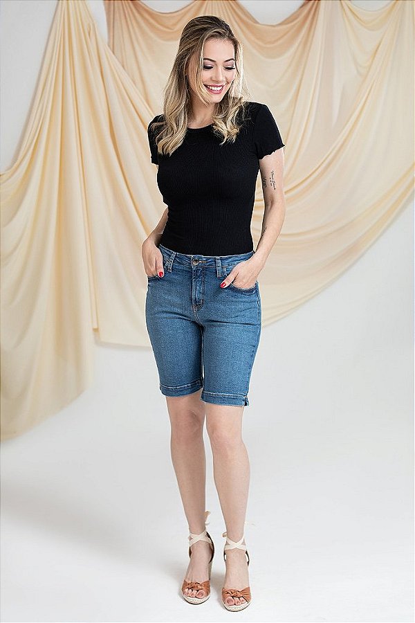 Bermuda Paula - Jeans Médio
