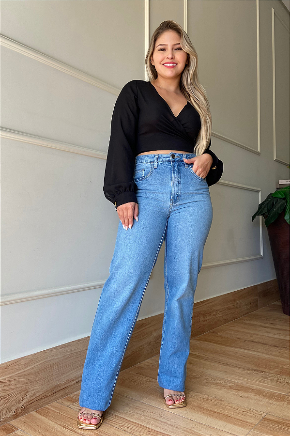 Calça Wide Leg Scarlet - Jeans Médio
