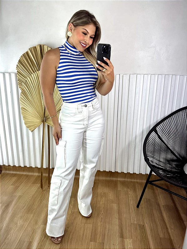 Calça Boot Cut Cargo Laura - Sarja OffWhite
