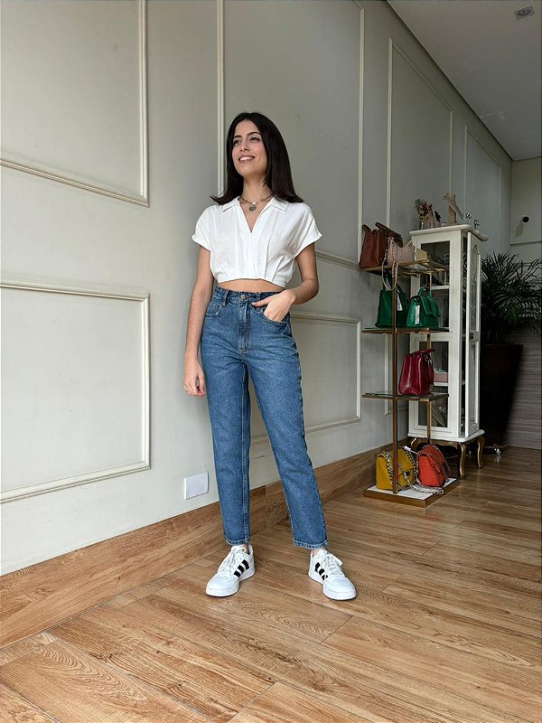 Calça Mom Lana- Jeans Médio