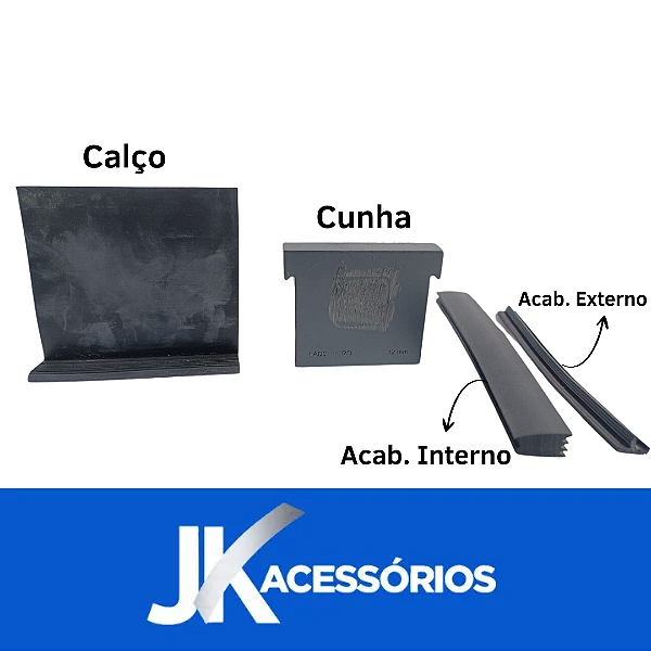 KIT DE  CUNHAS ,CALÇOS E BORRACHAS P/ PERFIL INFINITY SOBREPOR/EMBUTIR 10, 12 E 16MM
