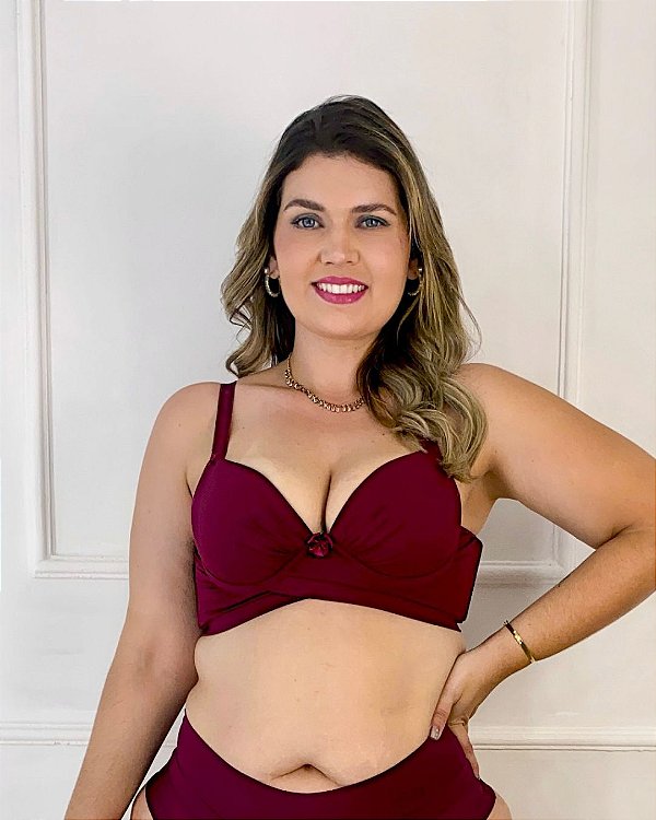 Sutiã Reforçado Conforto com Bojo Marsala Lateral Larga Plus Size Dalila