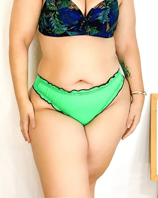 Calcinha Biquíni Empina Bumbum Verde Neon Ripple Plus Size Julia