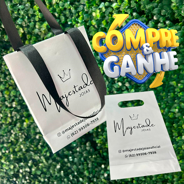 PROMOÇÃO (Tam:PP) - Compre e Ganhe! 50 Sacolas Personalizadas de Papel (PP) 11x14x6cm e GANHE 50 Sacolas Alça Boca 15X25cm