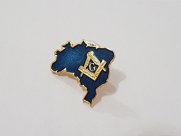 Pin Boton Broche Maçonaria Brasil Azul