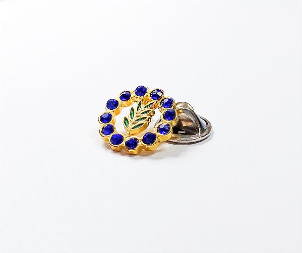 Pin Broche Acácia Strass Azul Maçonaria
