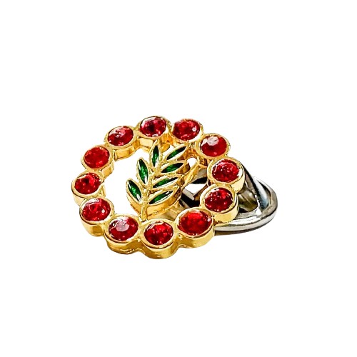 Pin Broche Acácia Strass Vermelho