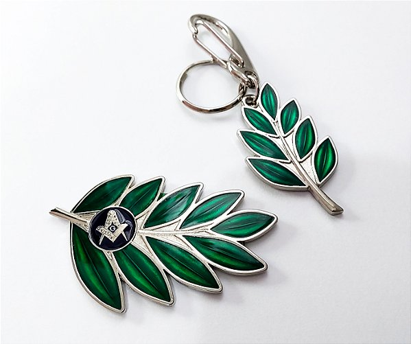 Kit Chaveiro e Emblema Acácia Verde Maçonaria
