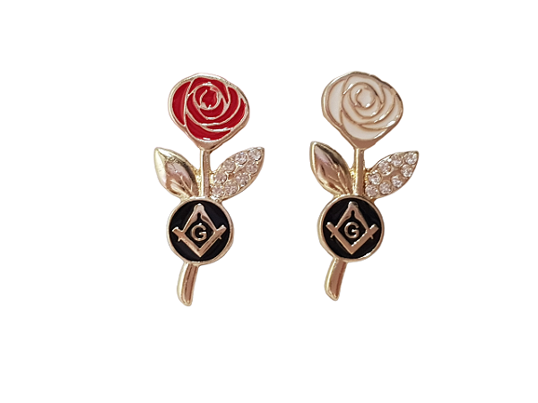 Kit  Pins  Broches Rosa Vermelha e Rosa Branca