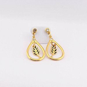 Brincos Gota Acácia Cunhada Maçonaria-Dourado