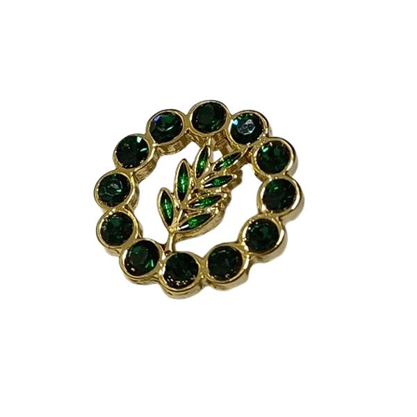 Pin Broche Acácia Strass Verde Maçonaria
