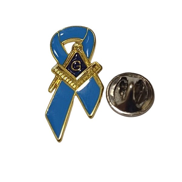 Pin Laço Azul  Esquadro e Compasso-Novembro Azul