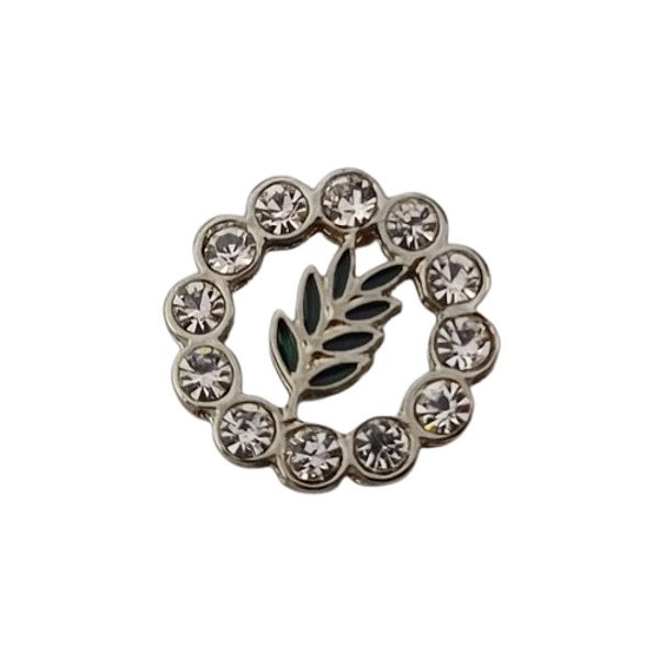 Pin Broche Acácia Strass Incolor - Prateado