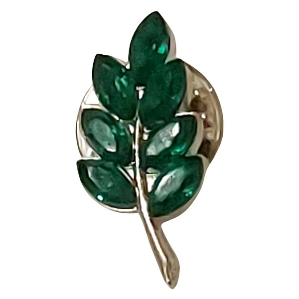 Boton Pin Folha De Acácia Verde - Prateado
